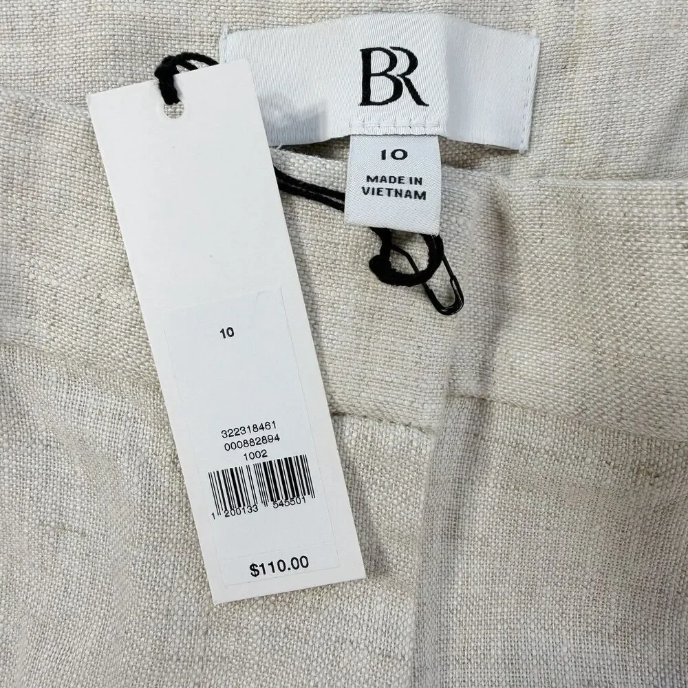 Banana Republic High Rise Slim Ankle Linen Trousers Size 10 Beige Minimalist NWT